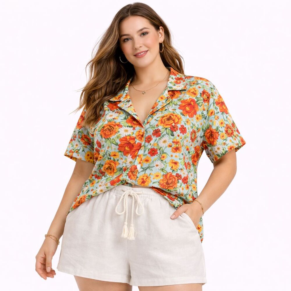 Zara Floral Button Up Blouse Medium Boho Cottagecore Spring Summer Top 🌼
